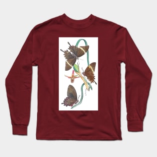 Swallowtail Butterflies with Orchid Long Sleeve T-Shirt